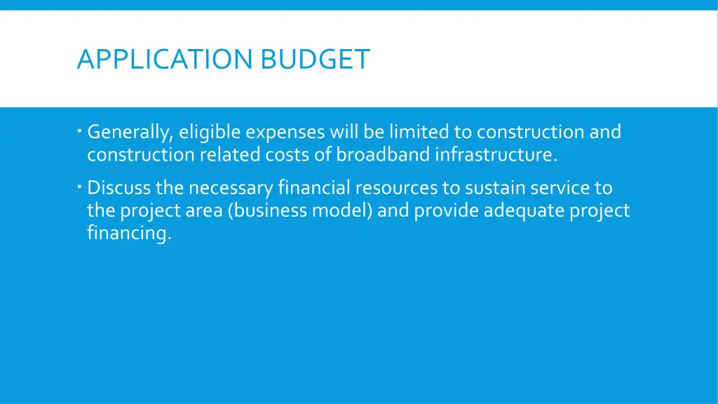 application budget