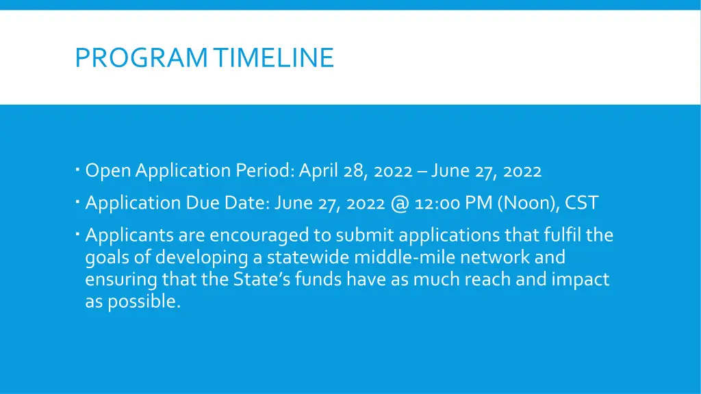 program timeline