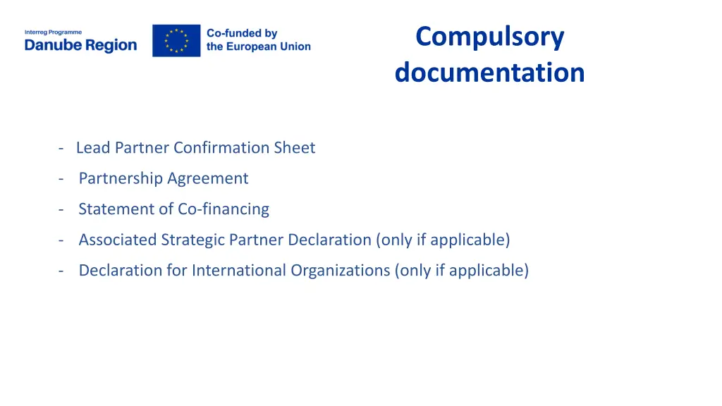 compulsory documentation