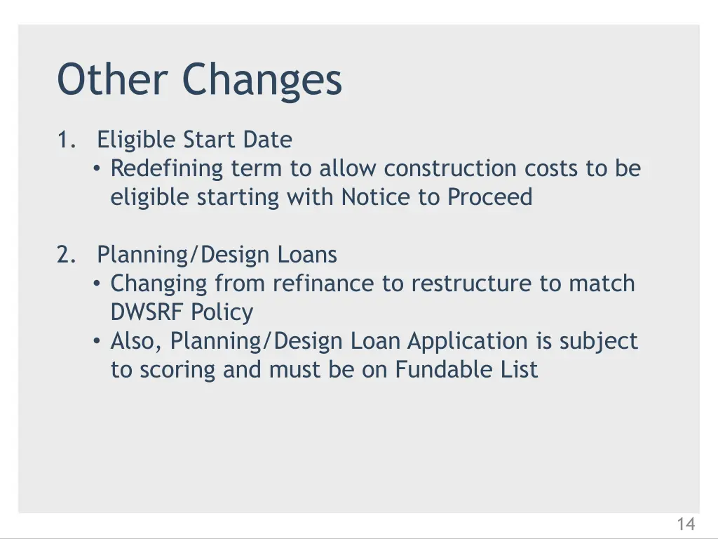 other changes