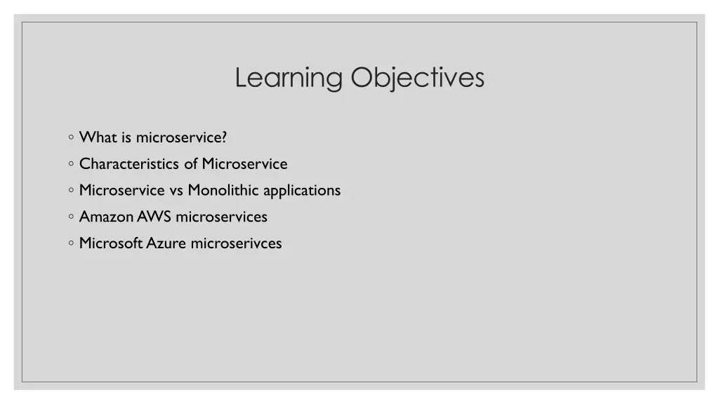 learning objectives