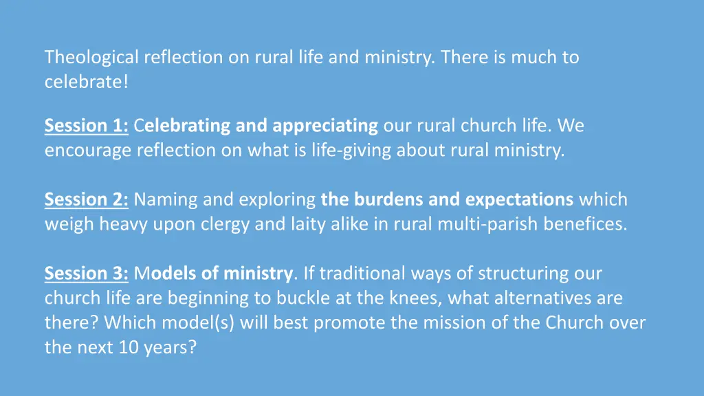 theological reflection on rural life and ministry