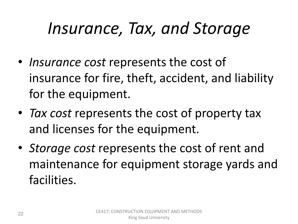 insurance tax and storage