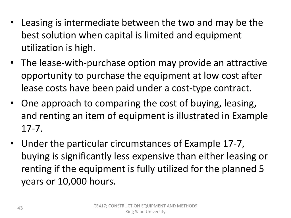leasing is intermediate between
