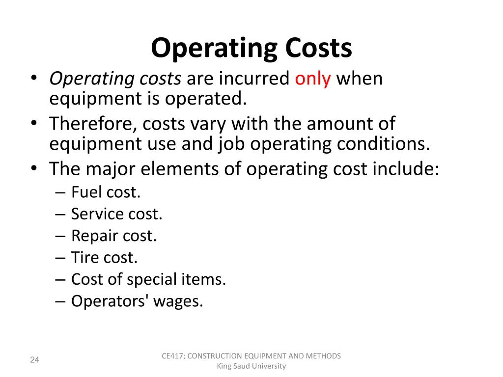 operating costs 1