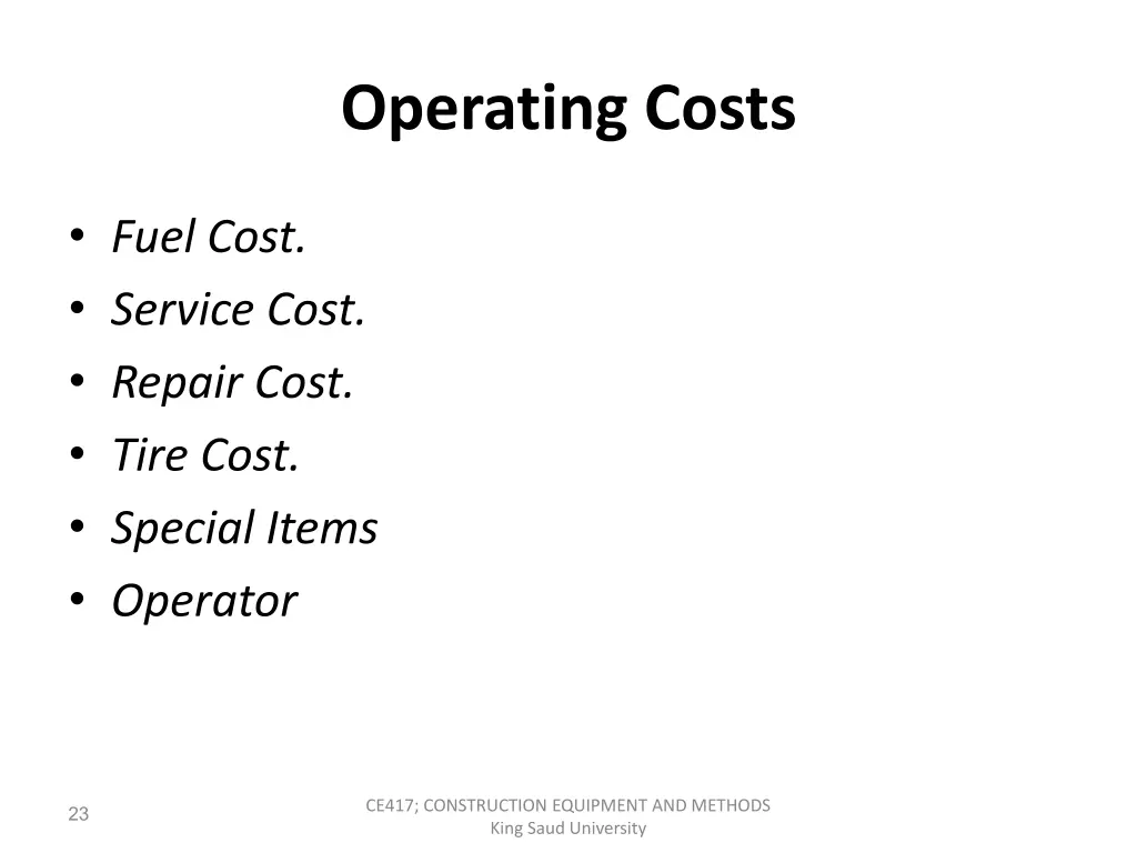 operating costs