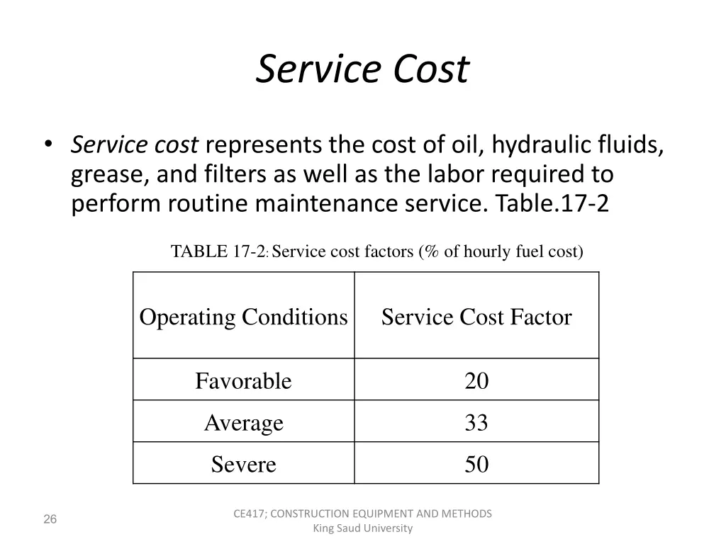 service cost