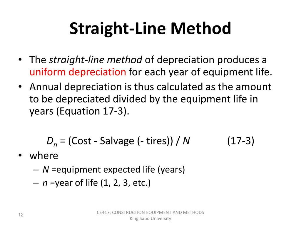 straight line method