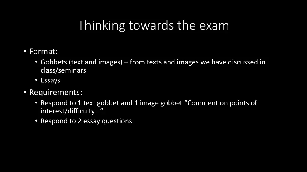thinking towards the exam
