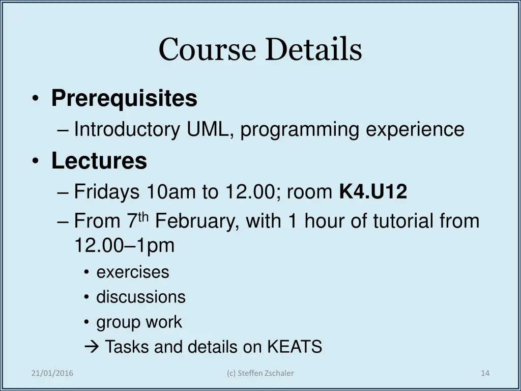 course details