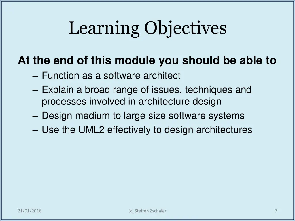 learning objectives