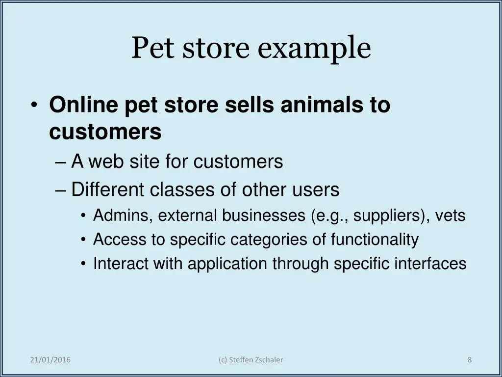 pet store example