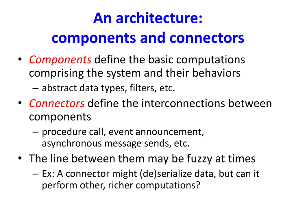 an architecture components and connectors