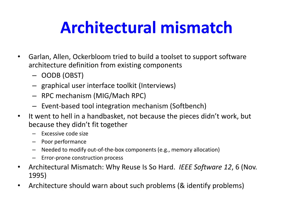 architectural mismatch