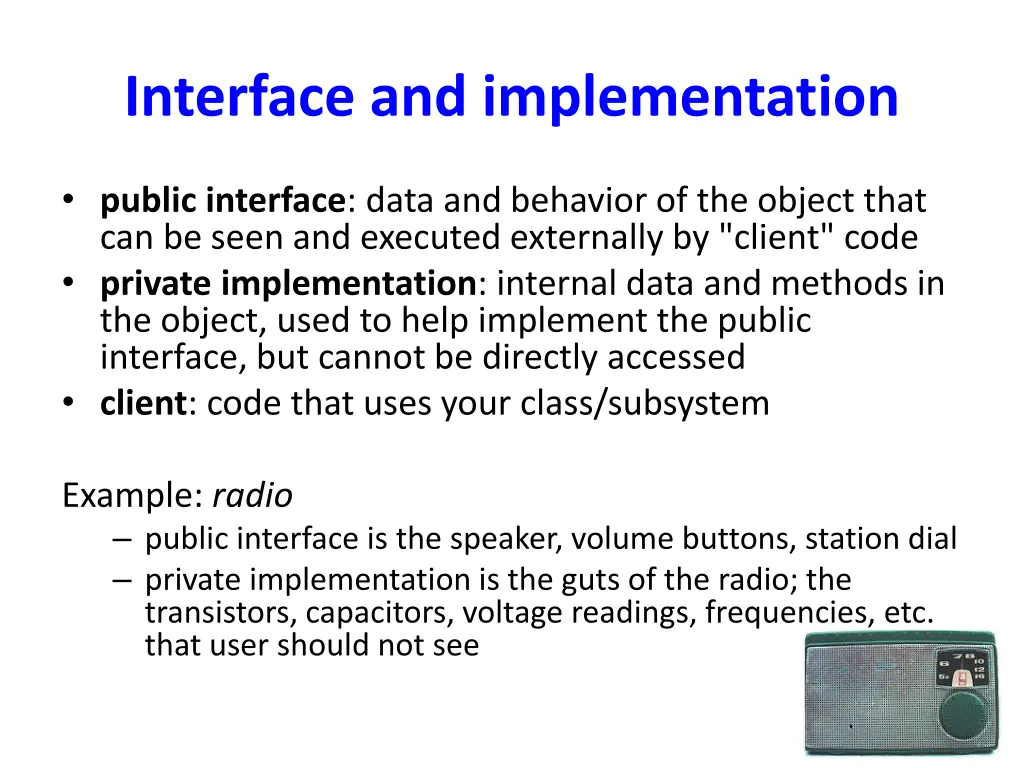 interface and implementation