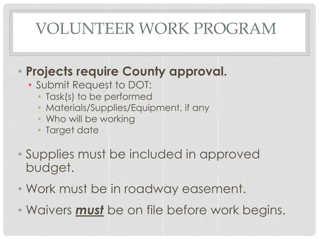 volunteer work program
