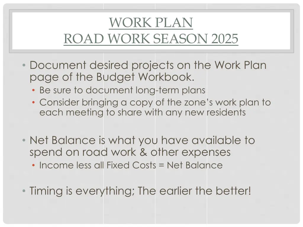 work plan