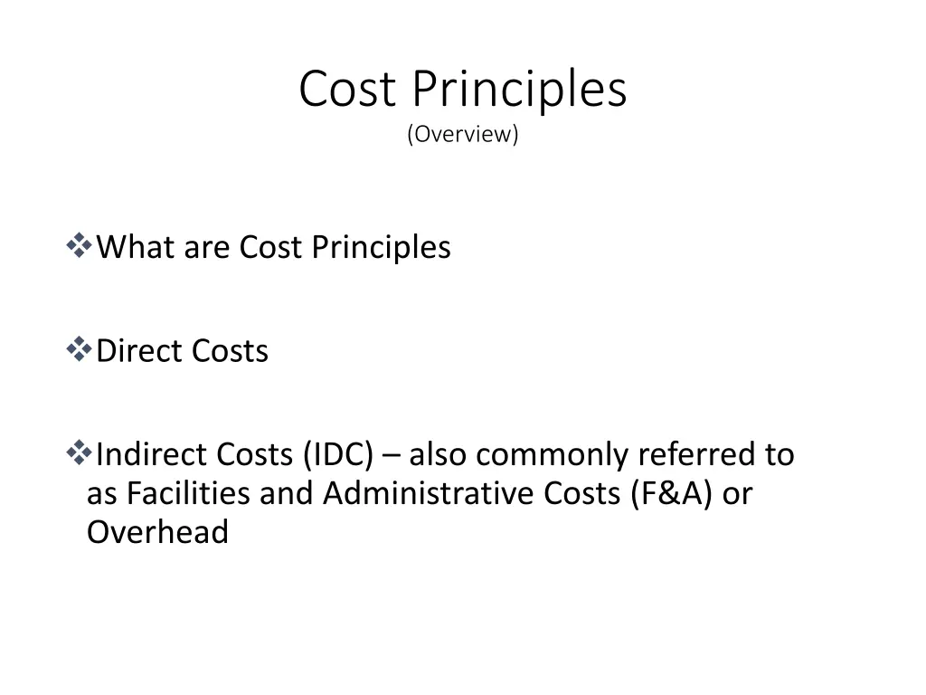 cost principles overview
