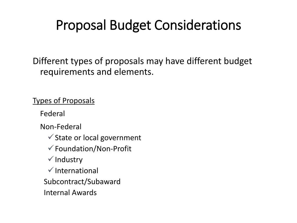 proposal budget considerations proposal budget 1