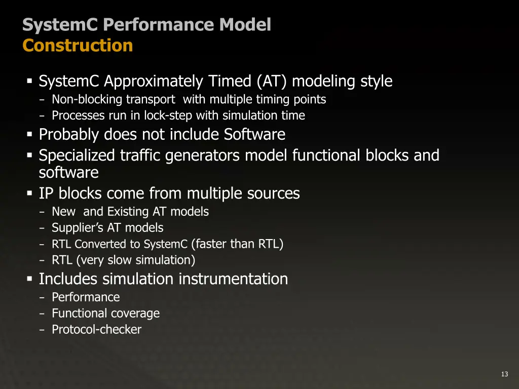 systemc performance model construction