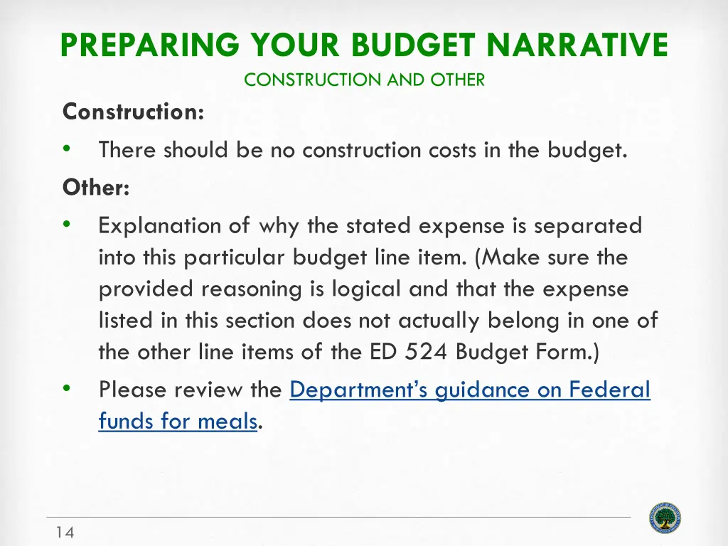 preparing your budget narrative construction