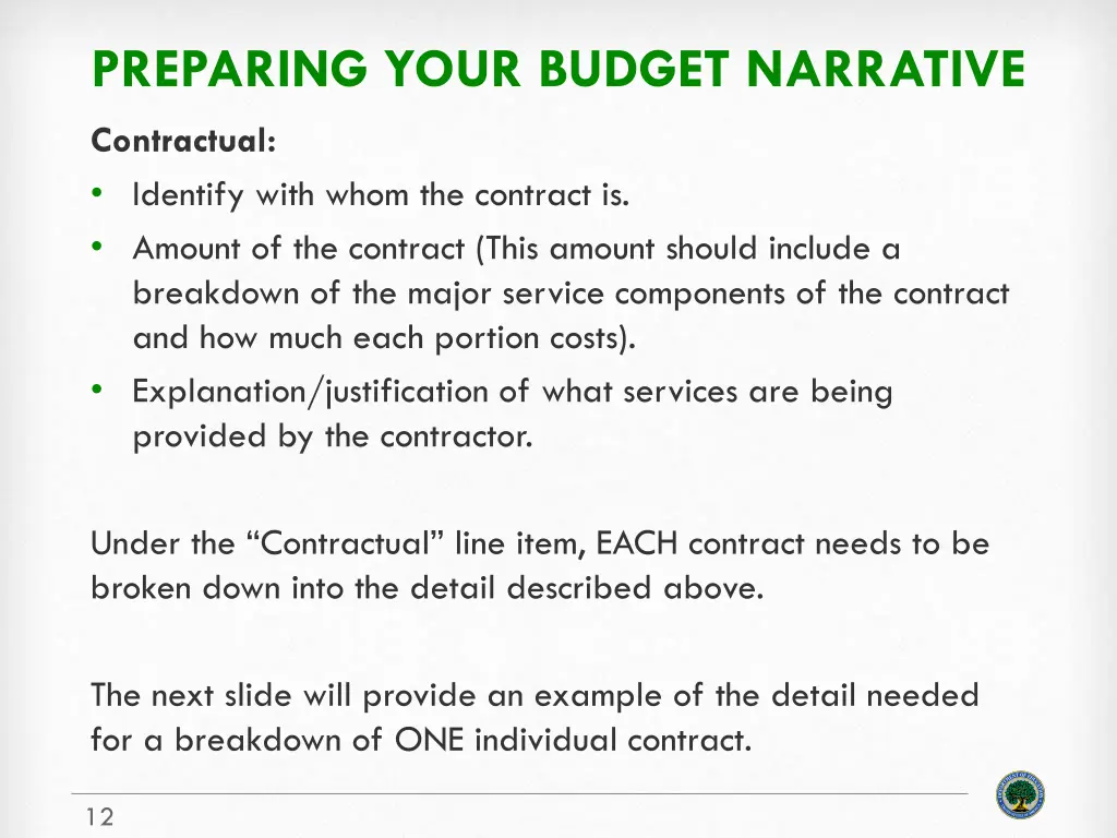 preparing your budget narrative