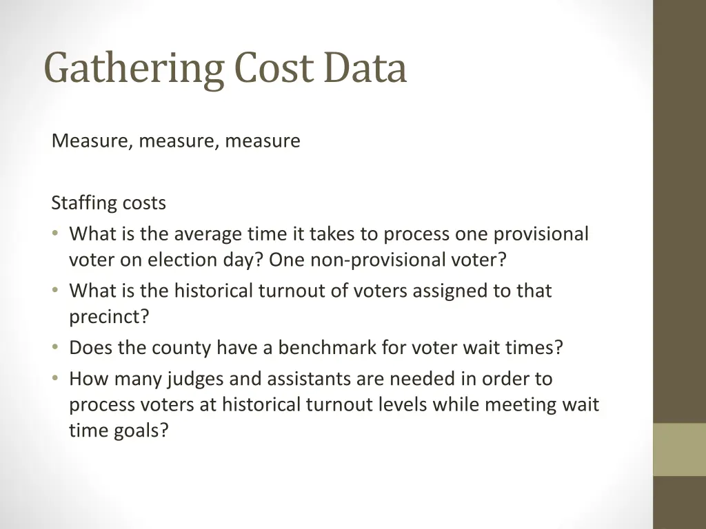 gathering cost data