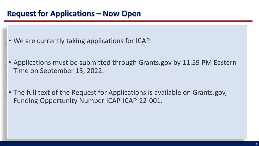 request for applications now open