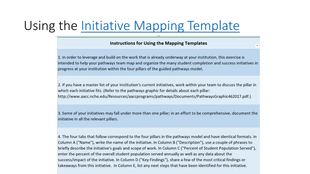 using the initiative mapping template
