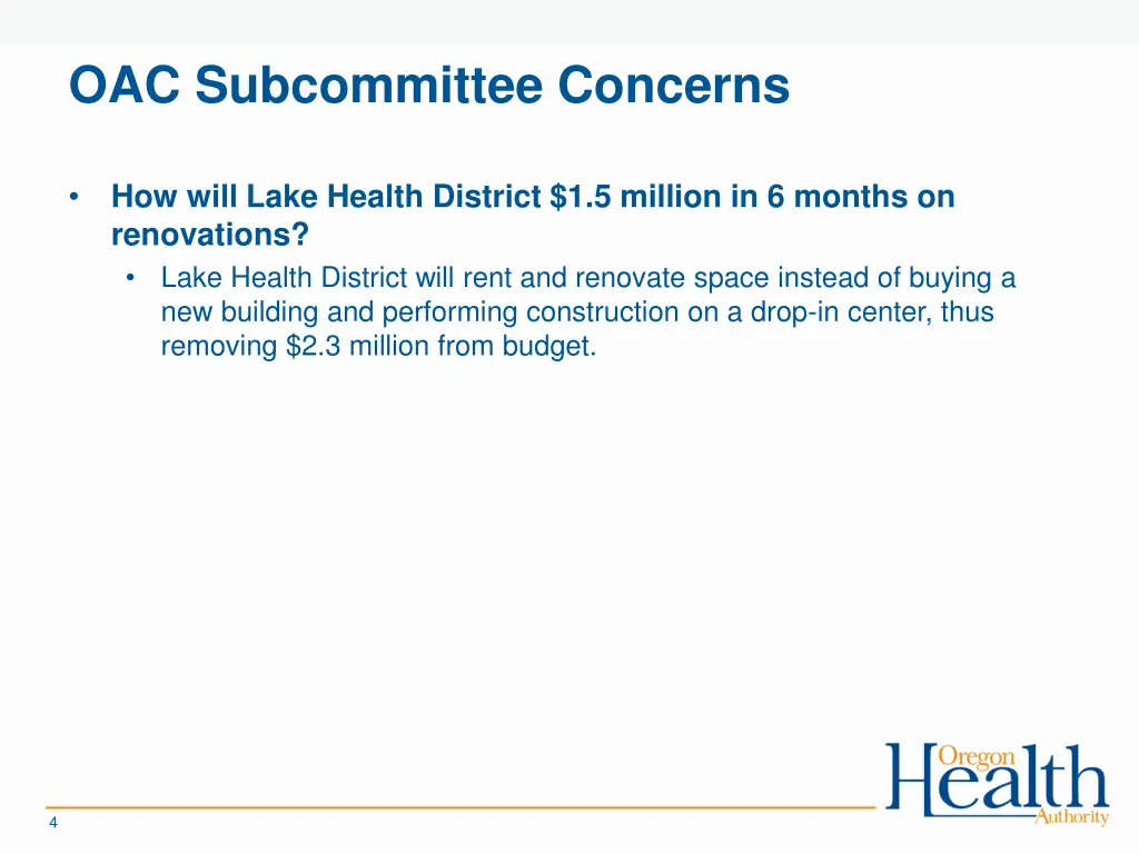 oac subcommittee concerns