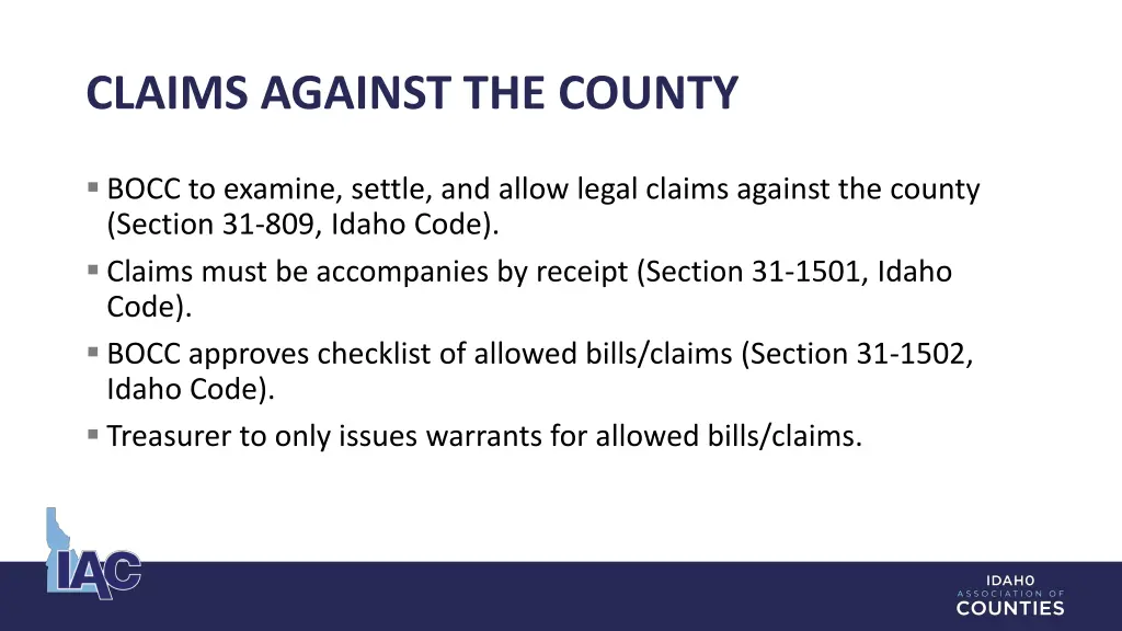 claims against the county