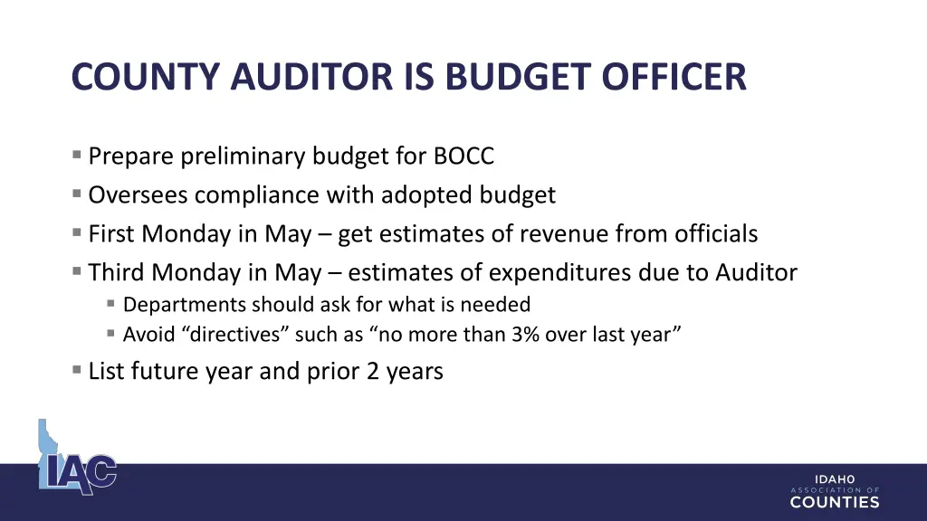 county auditor is budget officer