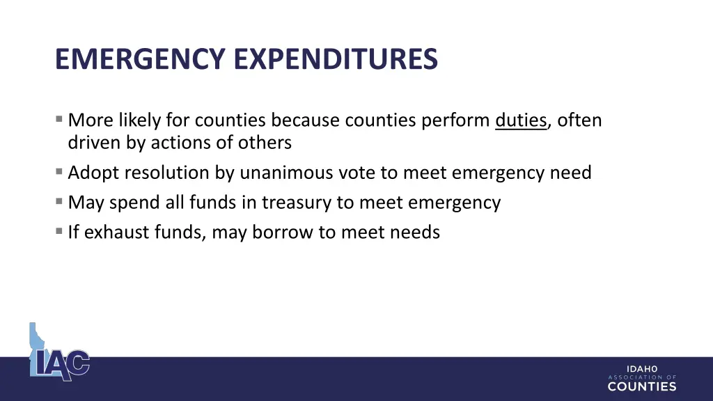 emergency expenditures
