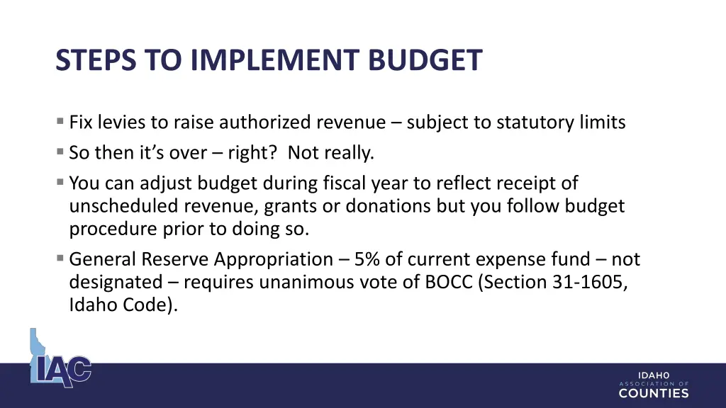 steps to implement budget
