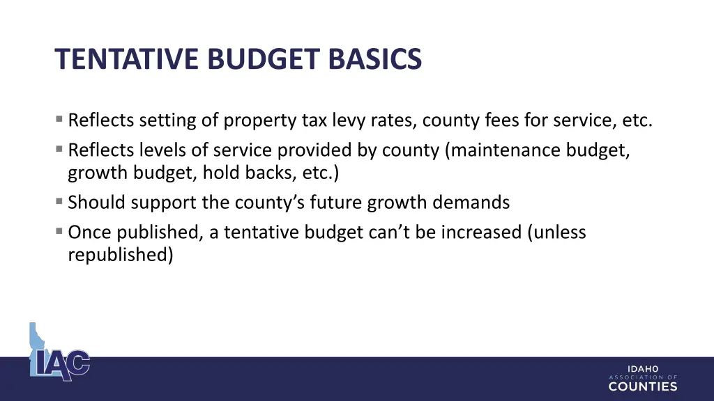 tentative budget basics