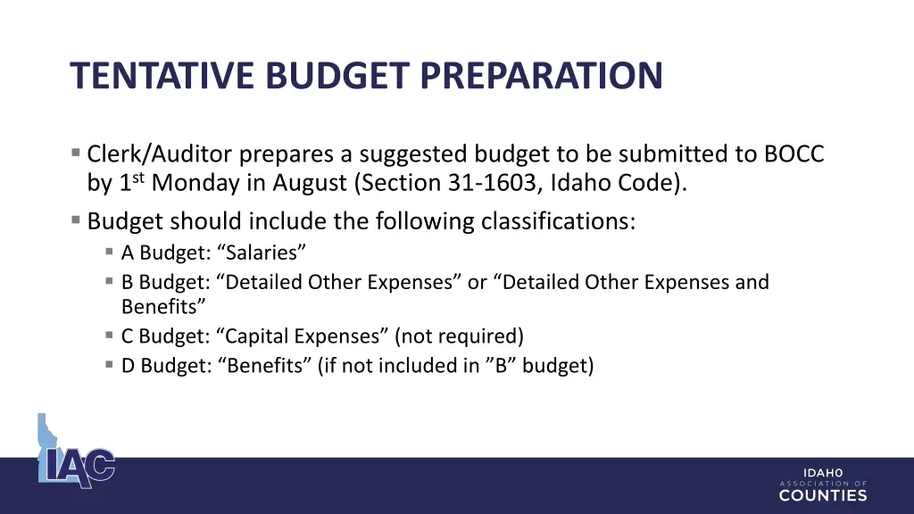 tentative budget preparation