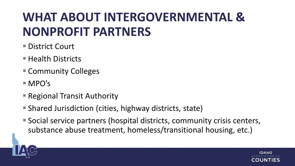 what about intergovernmental nonprofit partners