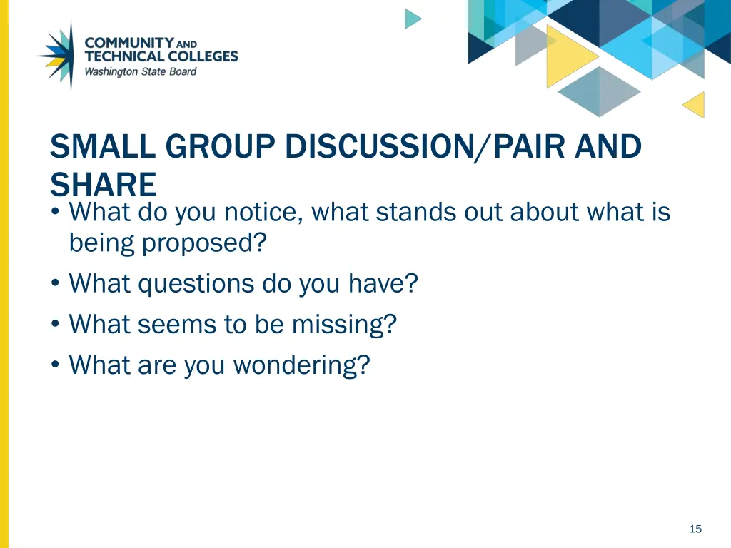 small group discussion pair and share what