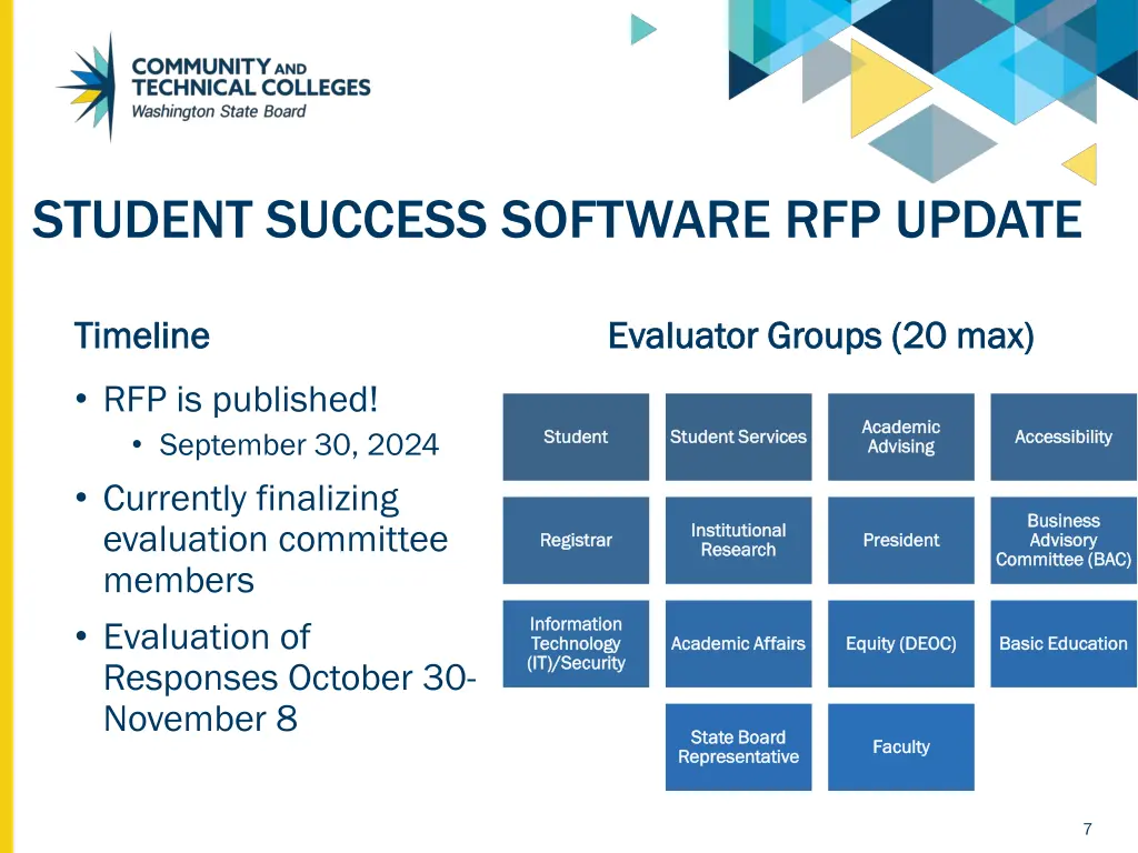 student success software rfp update