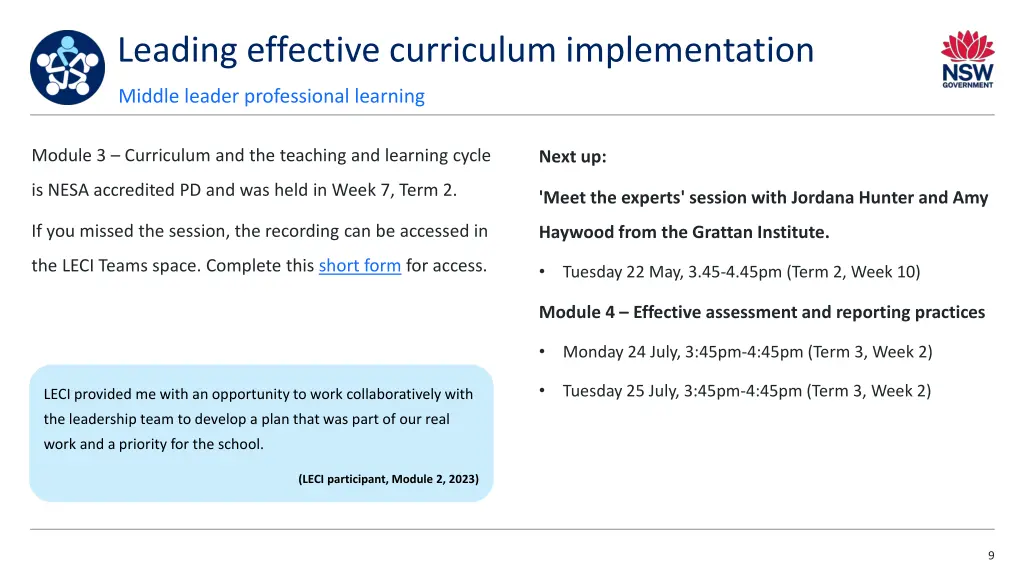 leading effective curriculum implementation