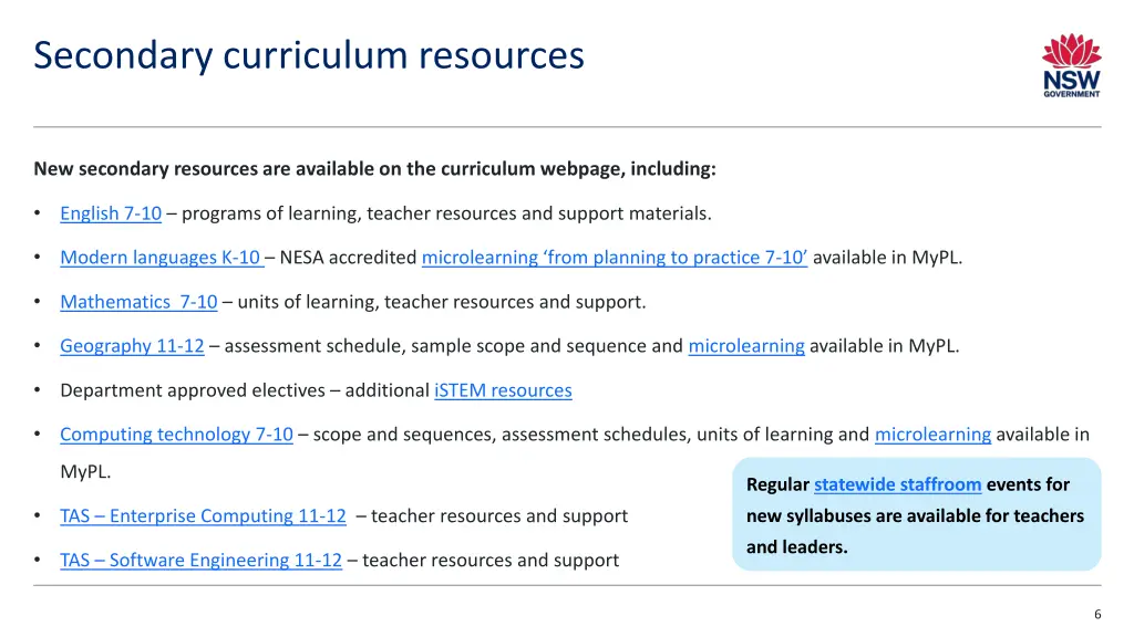 secondary curriculum resources