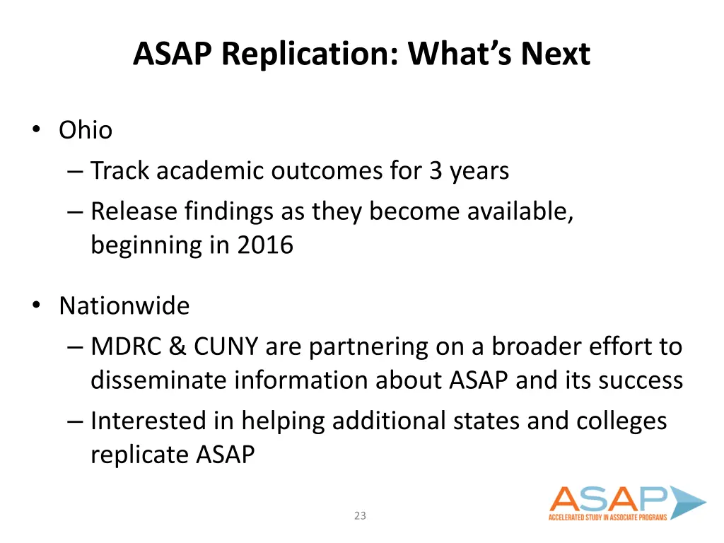 asap replication what s next
