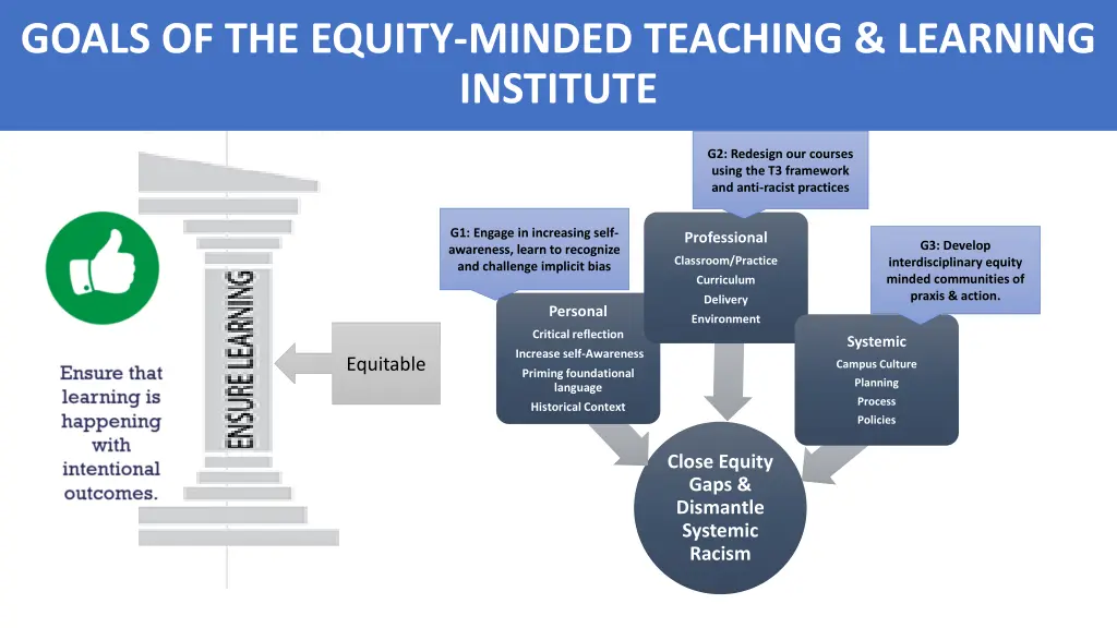goals of the equity minded teaching learning