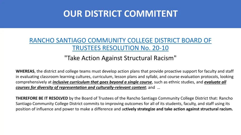 our district commitent