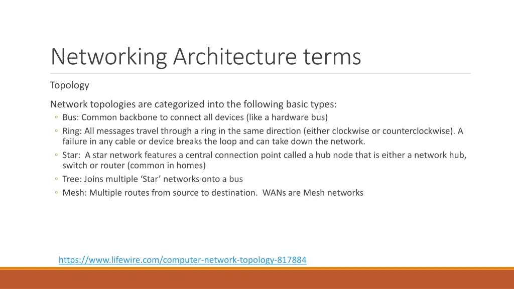 networking architecture terms