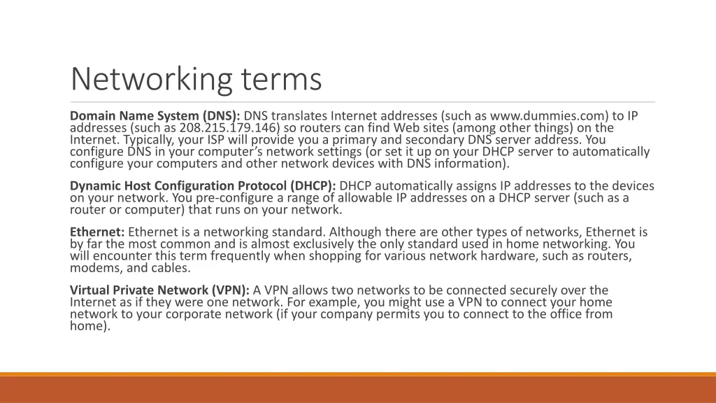 networking terms