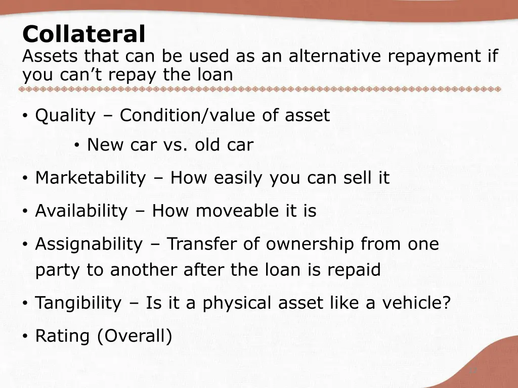 collateral assets that can be used