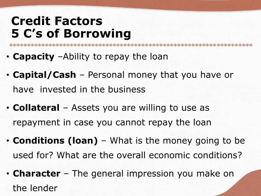 credit factors 5 c s of borrowing