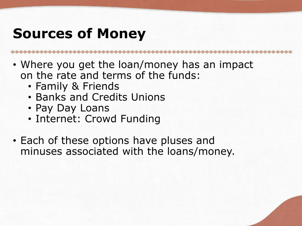 sources of money