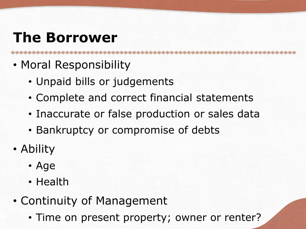 the borrower